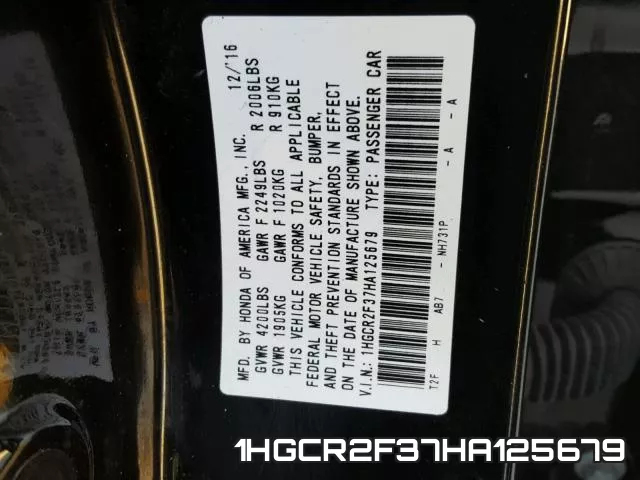 1HGCR2F37HA125679 фото 2