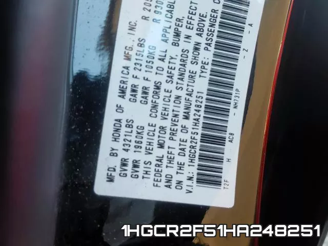 1HGCR2F51HA248251 фото 2