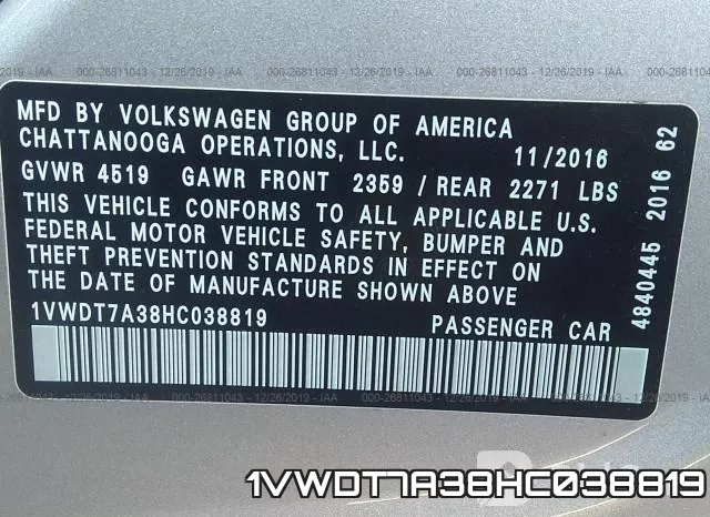 1VWDT7A38HC038819 фото 9