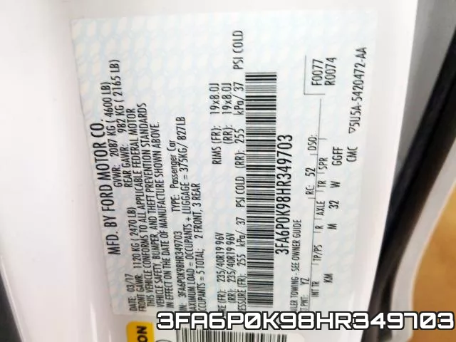 3FA6P0K98HR349703 фото 2