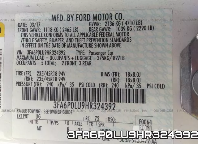 3FA6P0LU9HR324392 фото 10
