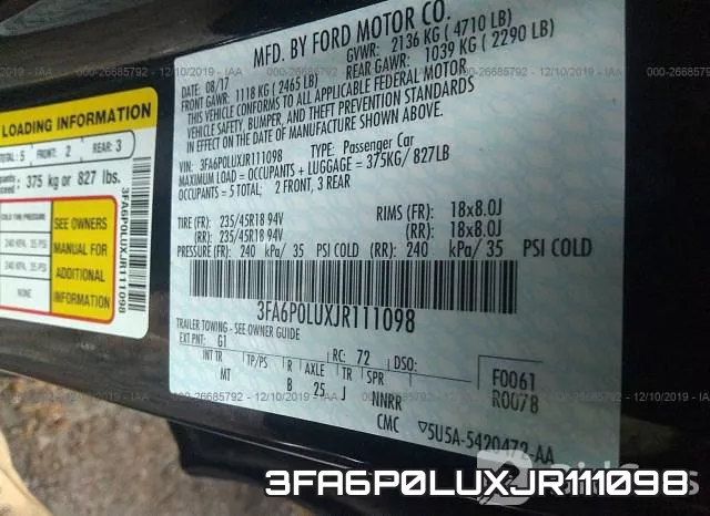 3FA6P0LUXJR111098 фото 9