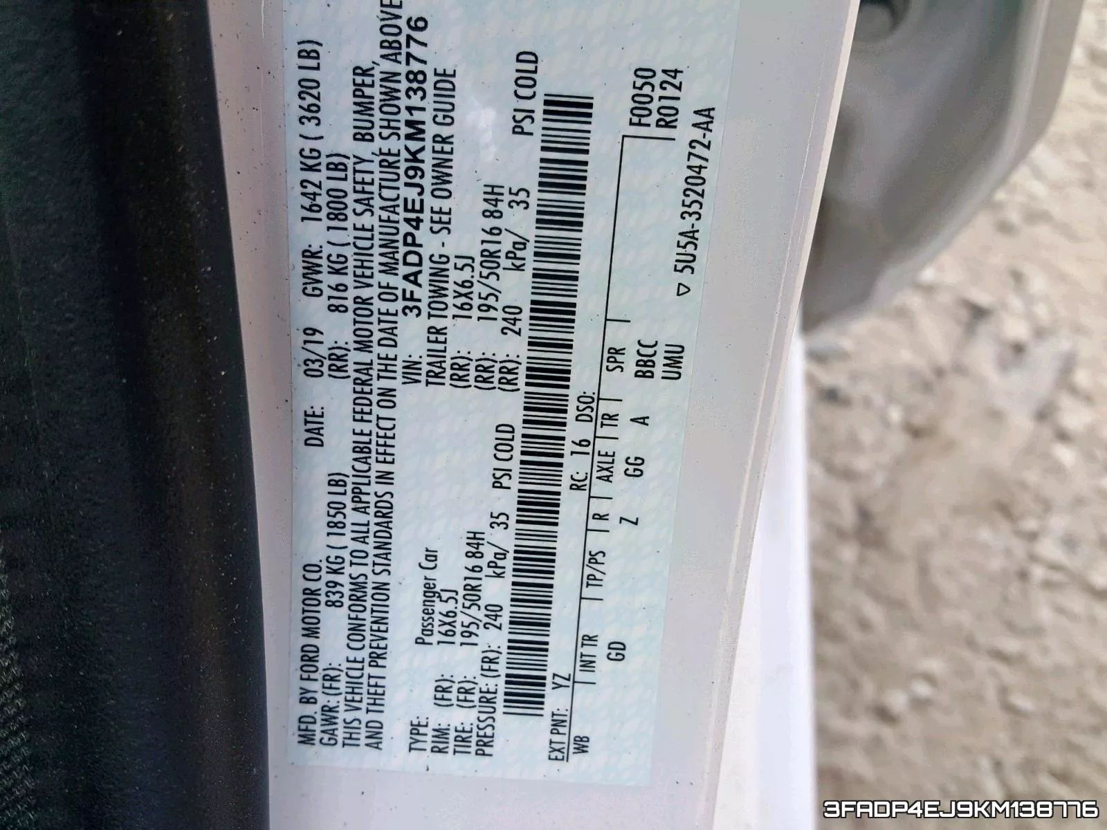 3FADP4EJ9KM138776 фото 2