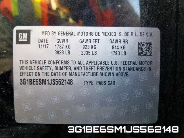 3G1BE6SM1JS562148 фото 2