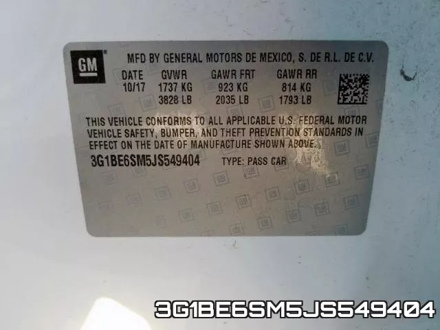 3G1BE6SM5JS549404 фото 2