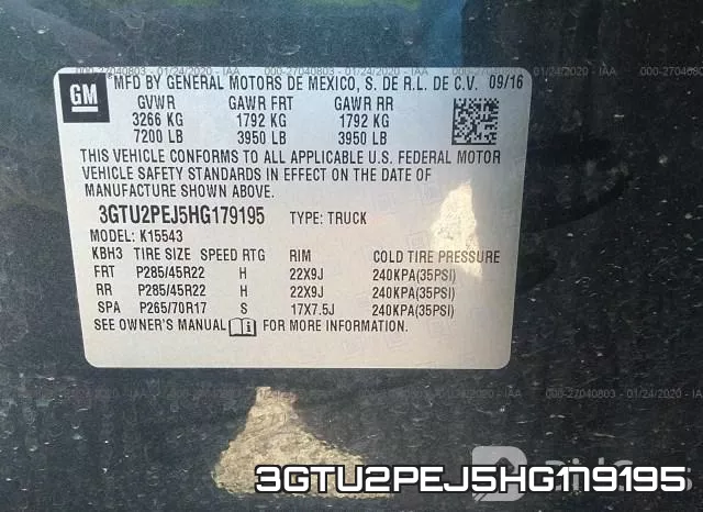 3GTU2PEJ5HG179195 фото 9