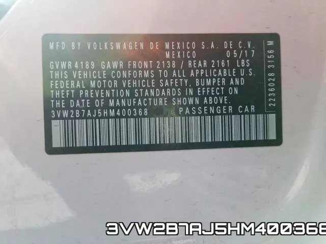 3VW2B7AJ5HM400368 фото 2