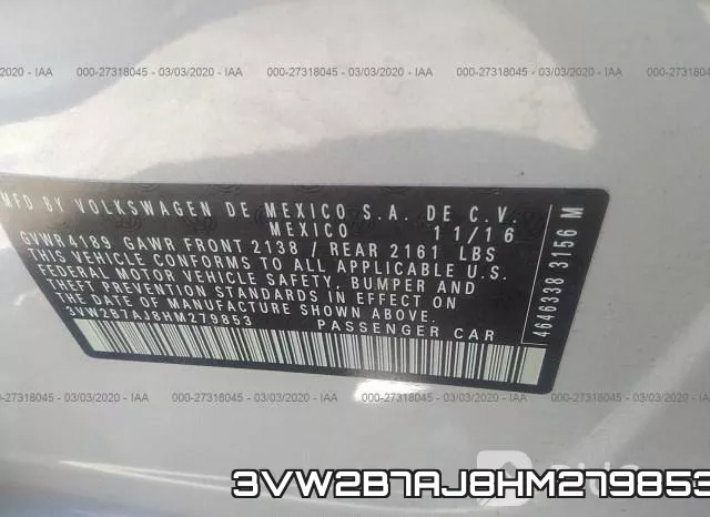 3VW2B7AJ8HM279853 фото 5