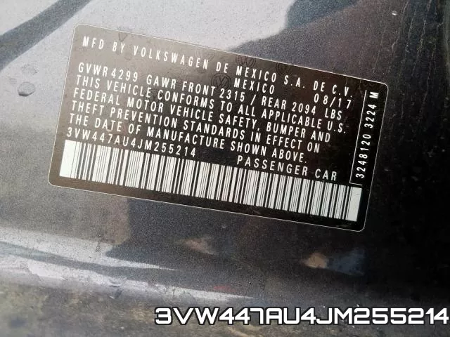 3VW447AU4JM255214 фото 2