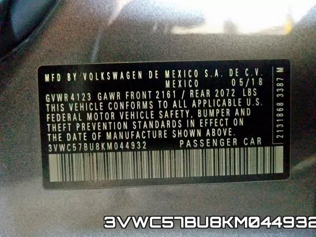 3VWC57BU8KM044932 фото 2