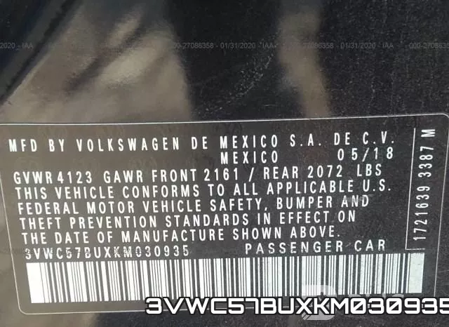 3VWC57BUXKM030935 фото 8