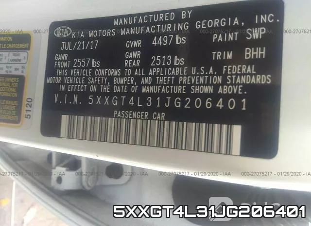 5XXGT4L31JG206401 фото 9