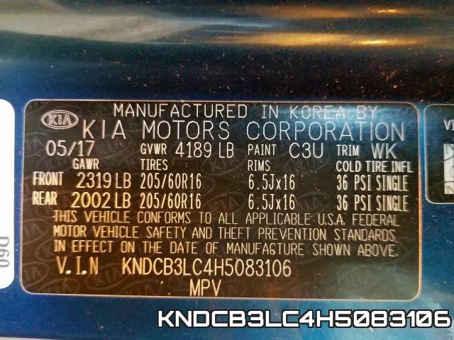 KNDCB3LC4H5083106 фото 2