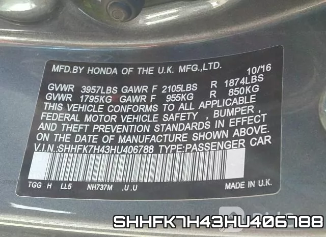SHHFK7H43HU406788 фото 9