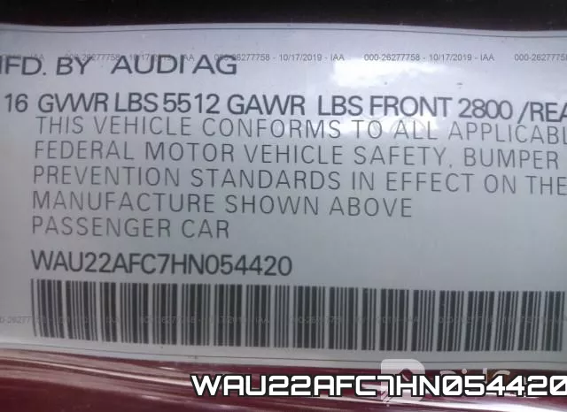 WAU22AFC7HN054420 фото 6