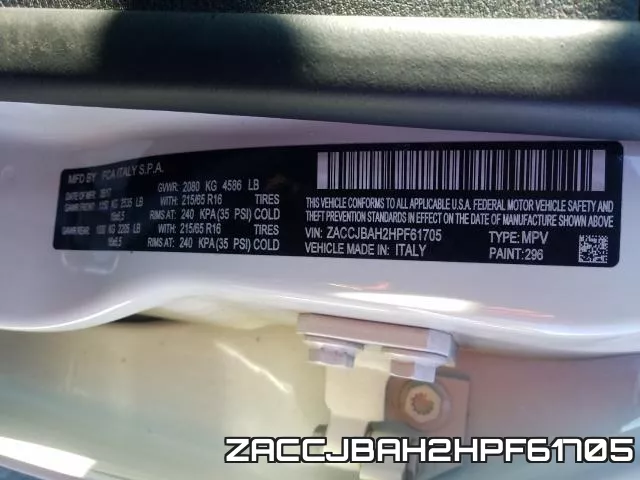 ZACCJBAH2HPF61705 фото 2