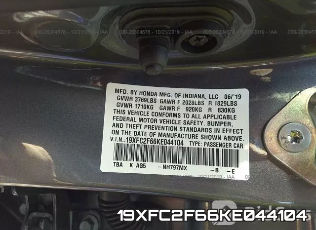 19XFC2F66KE044104 фото 6