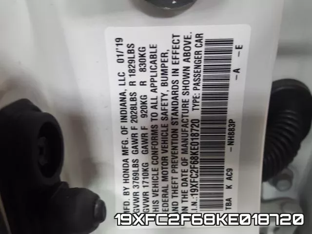 19XFC2F68KE018720 фото 2