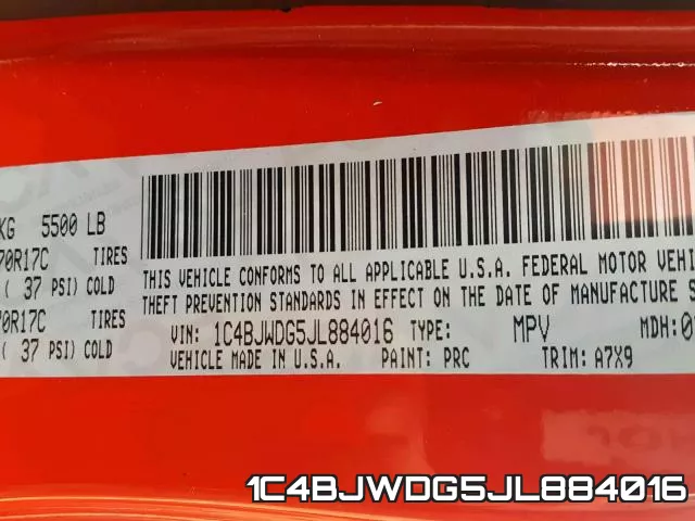1C4BJWDG5JL884016 фото 2