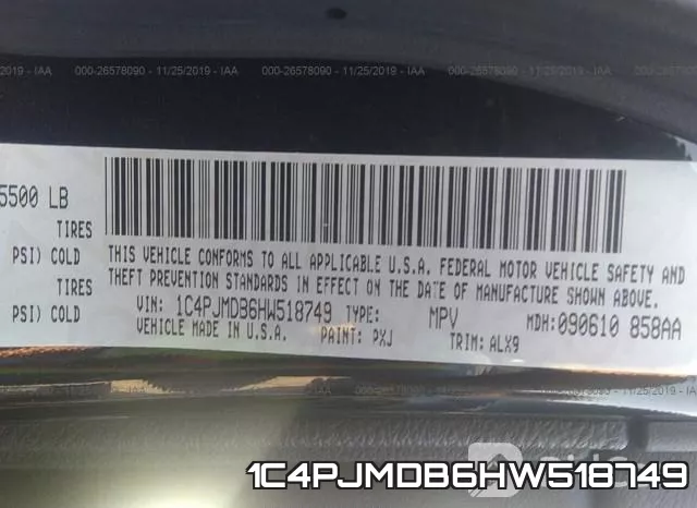 1C4PJMDB6HW518749 фото 6