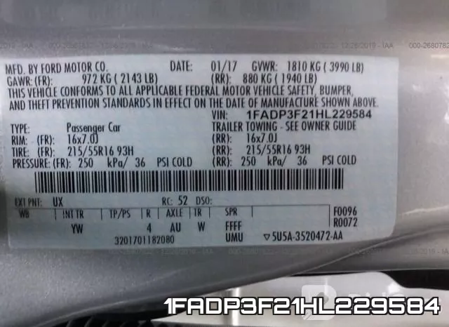 1FADP3F21HL229584 фото 9