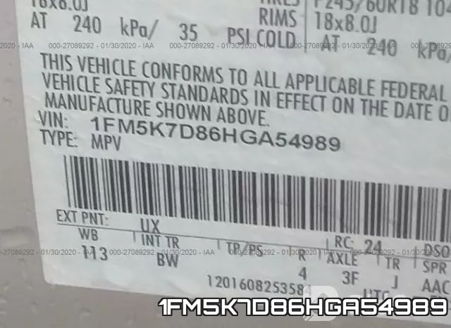 1FM5K7D86HGA54989 фото 5