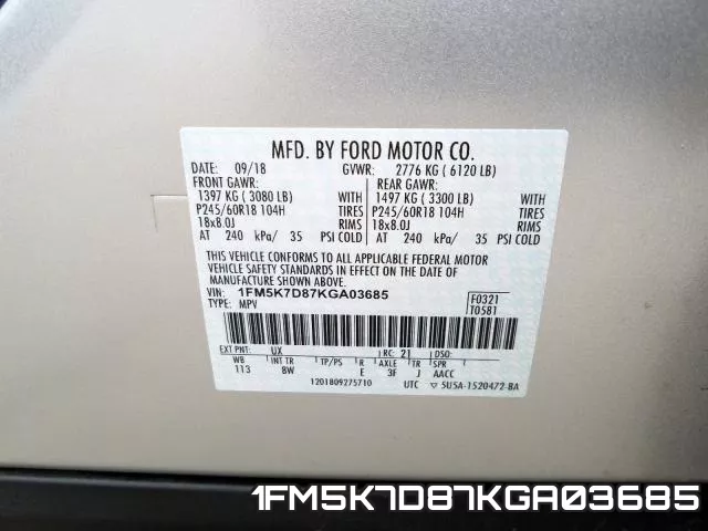 1FM5K7D87KGA03685 фото 2