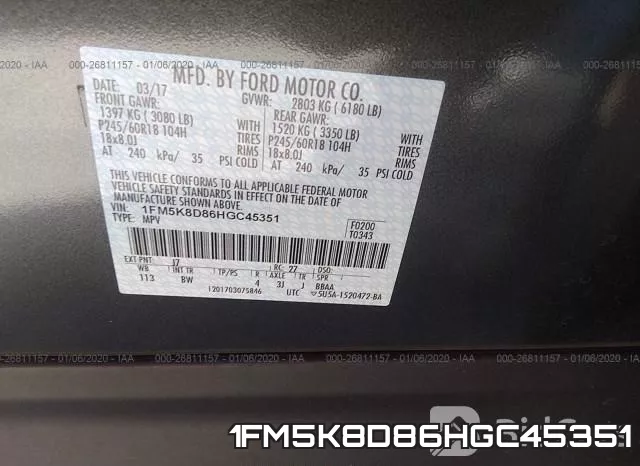 1FM5K8D86HGC45351 фото 9