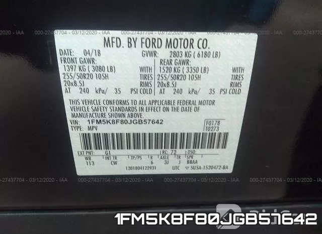 1FM5K8F80JGB57642 фото 7
