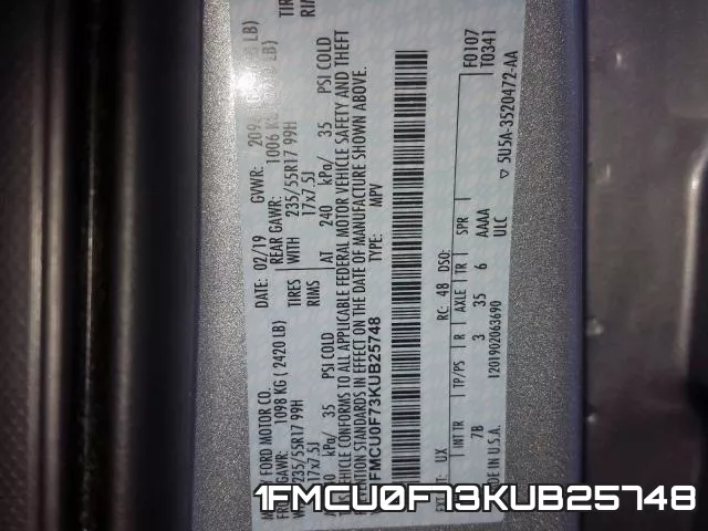 1FMCU0F73KUB25748 фото 2