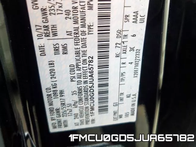 1FMCU0GD5JUA65782 фото 2