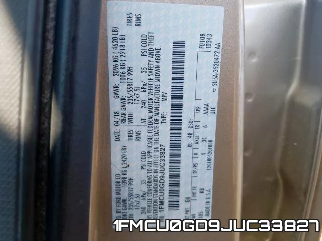 1FMCU0GD9JUC33827 фото 2
