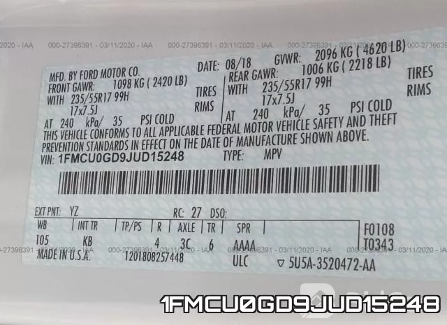 1FMCU0GD9JUD15248 фото 7