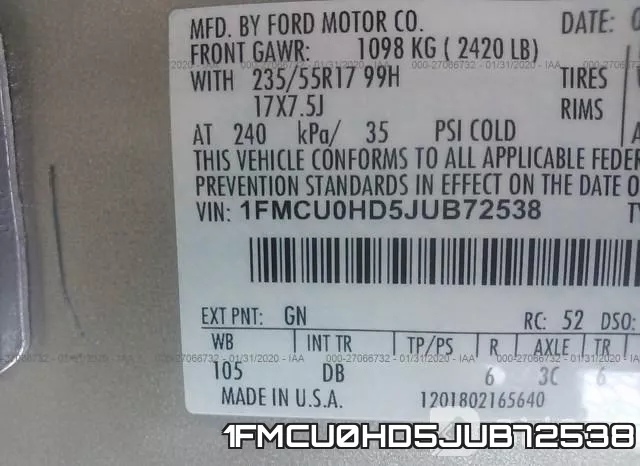 1FMCU0HD5JUB72538 фото 7