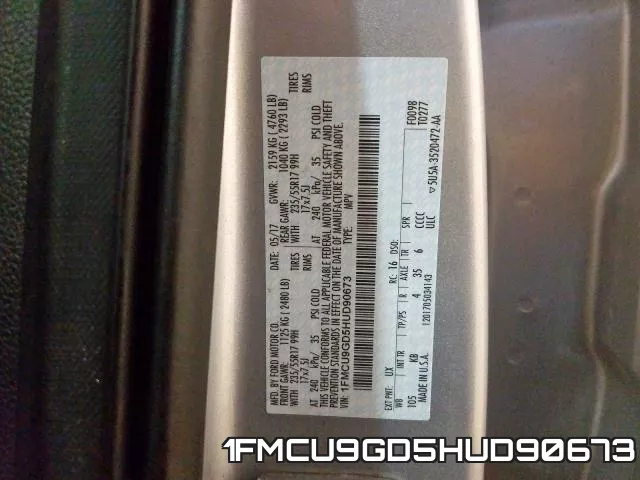 1FMCU9GD5HUD90673 фото 2