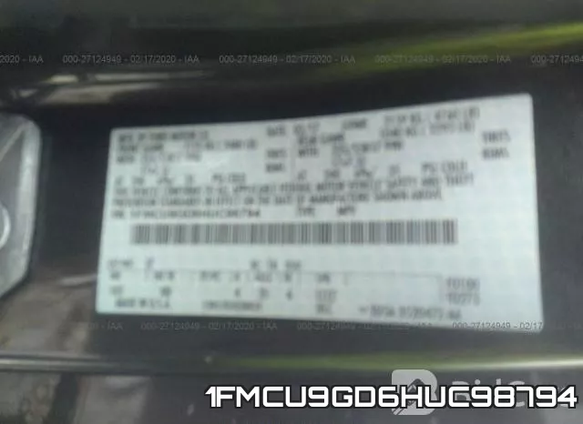 1FMCU9GD6HUC98794 фото 6