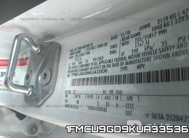 1FMCU9GD9KUA33536 фото 4