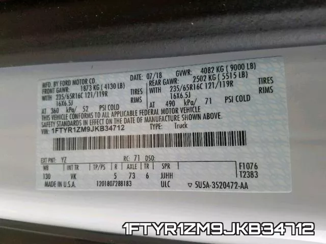 1FTYR1ZM9JKB34712 фото 2