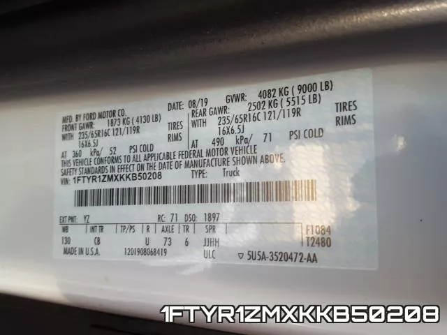 1FTYR1ZMXKKB50208 фото 2