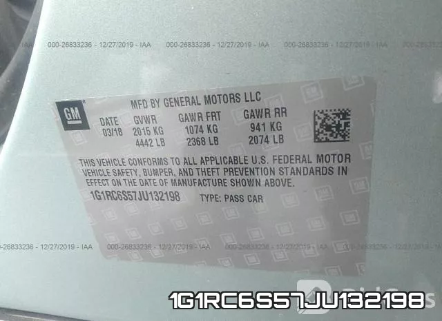 1G1RC6S57JU132198 фото 8
