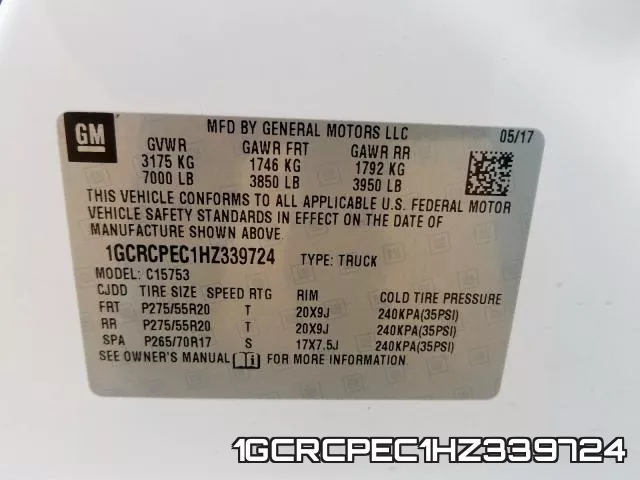 1GCRCPEC1HZ339724 фото 2