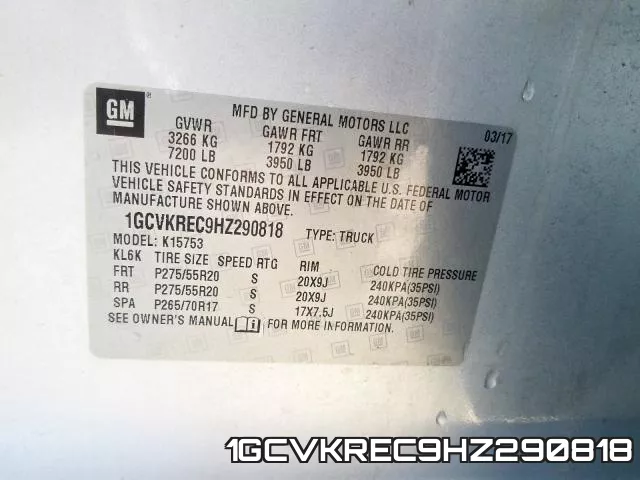 1GCVKREC9HZ290818 фото 2