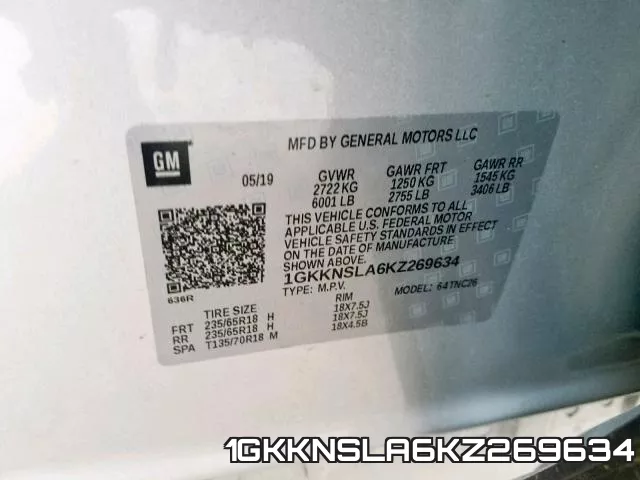 1GKKNSLA6KZ269634 фото 2