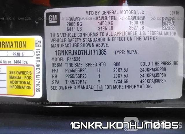 1GNKRJKD7HJ170185 фото 6