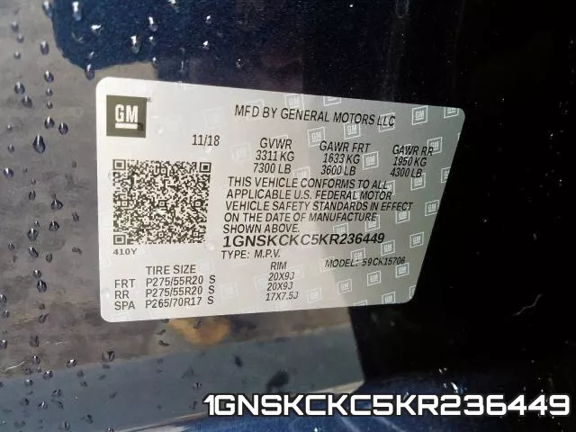 1GNSKCKC5KR236449 фото 2