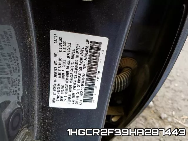 1HGCR2F39HA287443 фото 2