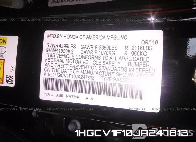 1HGCV1F10JA247813 фото 8