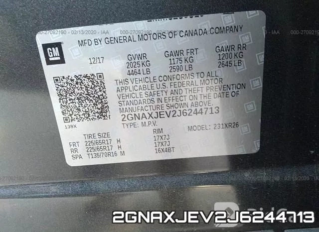 2GNAXJEV2J6244713 фото 6