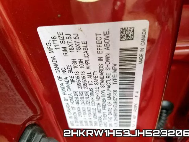 2HKRW1H53JH523206 фото 2