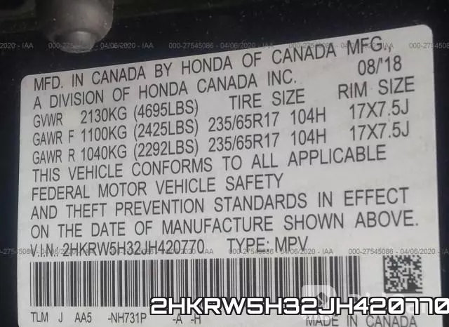 2HKRW5H32JH420770 фото 9
